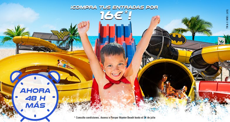 Vuelve el ¡Límite 72 Horas! Para Parque Warner Beach ¡Por sólo 16€!